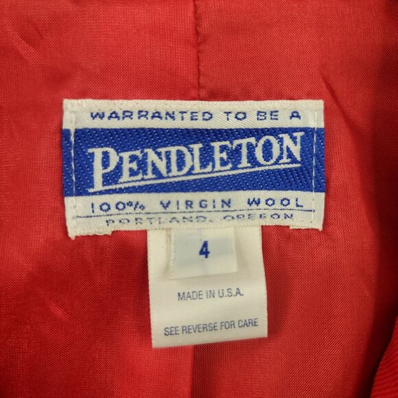Vintage 90s Pendleton Women Red Wool Blazer Size 4 Double Breast Gold Button New - Picture 4 of 13
